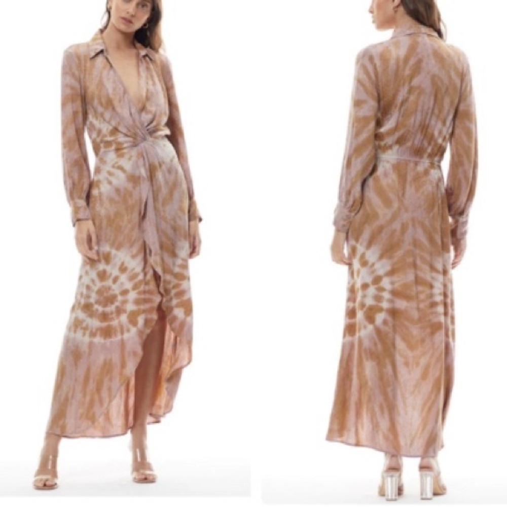 YFB wraparound maxi Spring wedding guest dress tie dye‎ size XS